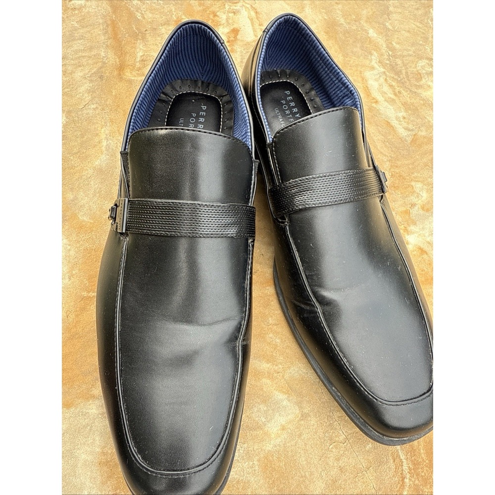 Perry Ellis Portfolio Men's Size 10 Black Leonardo Slip On Dress‎ Shoe Loafer